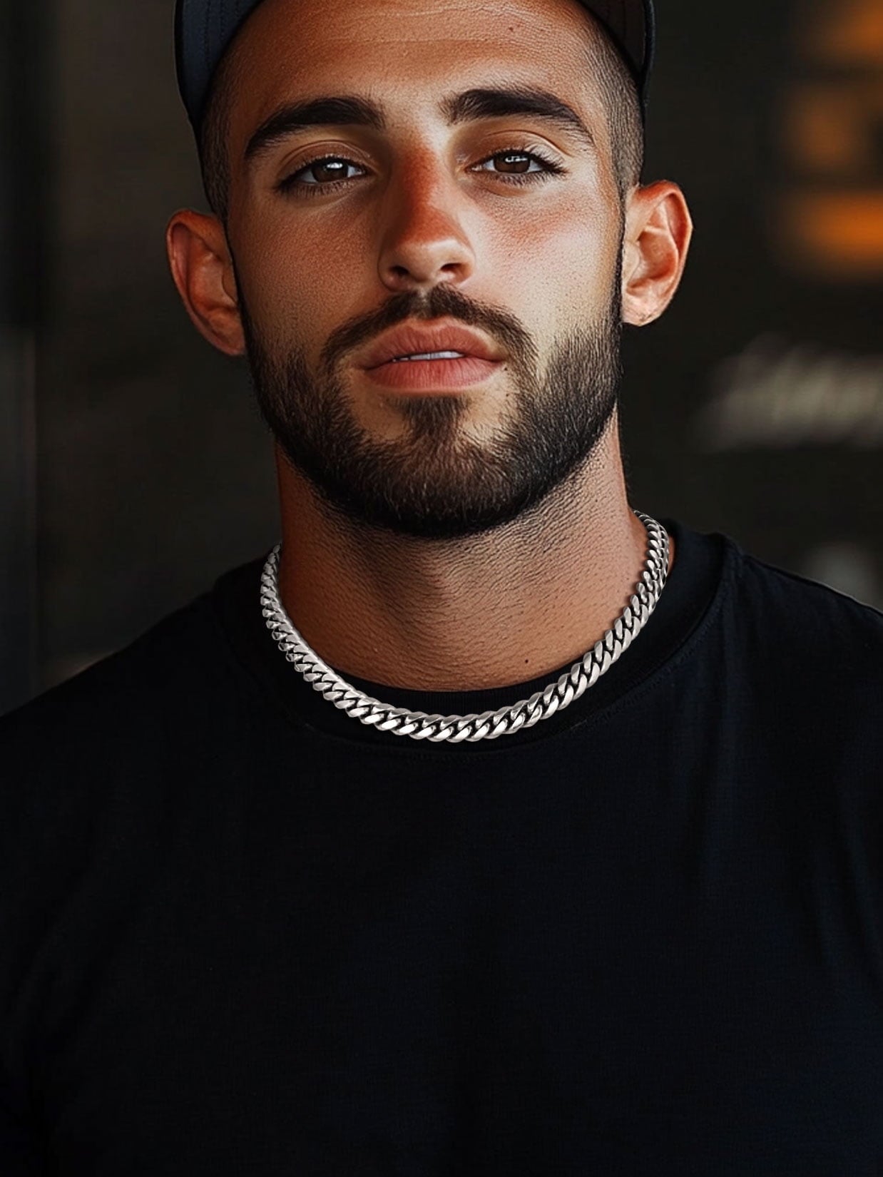 Curb Cuban Link Chain Necklaces for Men Jewelry 28Inch Stainless Steel Color Jewelry Gift for Dad Son