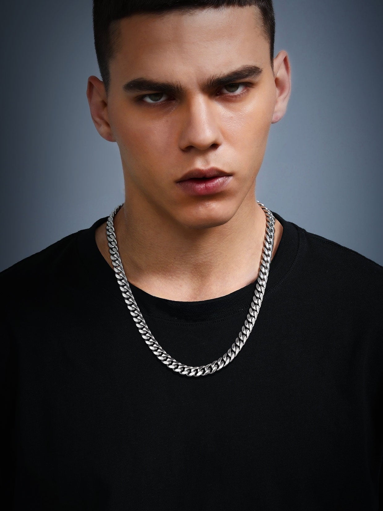 Curb Cuban Link Chain Necklaces for Men Jewelry 28Inch Stainless Steel Color Jewelry Gift for Dad Son