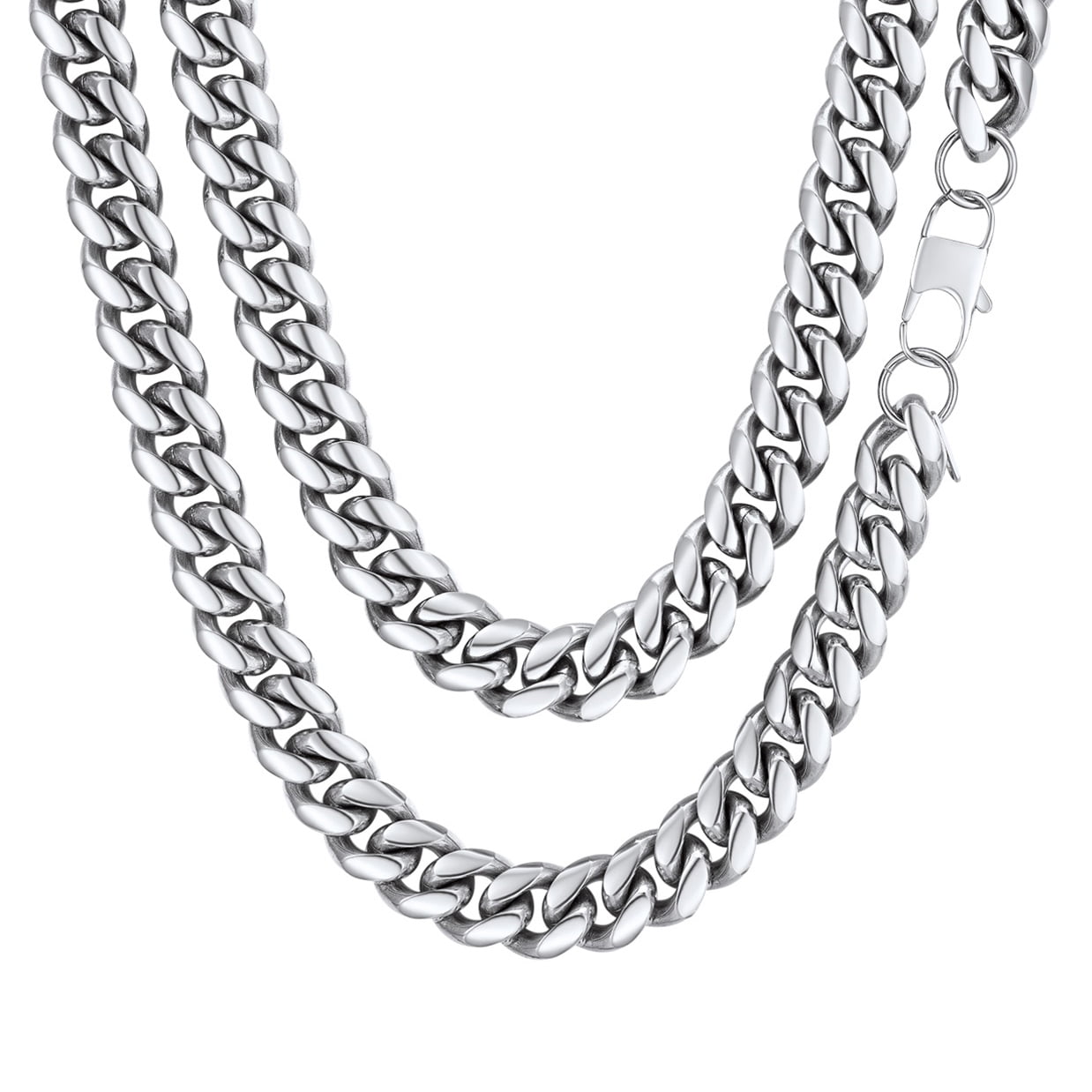 Curb Cuban Link Chain Necklaces for Men Jewelry 28Inch Stainless Steel Color Jewelry Gift for Dad Son
