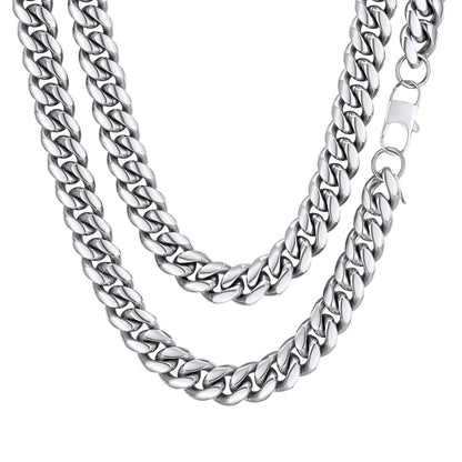 Curb Cuban Link Chain Necklaces for Men Jewelry 28Inch Stainless Steel Color Jewelry Gift for Dad Son